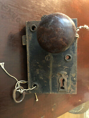 Antique Victorian-Era Mortise Box Lock & Door Knob Cast Metal Skeleton Key