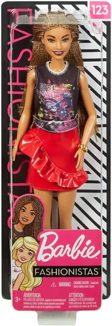 Mattel FXL560 Barbie Fashionista Puppe im rockigen Outfit mit Rasterlocken