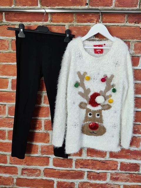 Girls Bundle Age 8-9 Years Next Tu Fluffy Christmas Jumper Leggings Kids 134Cm