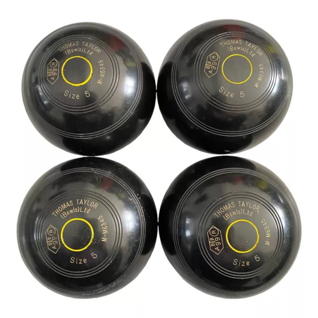 Thomas Taylor Lignoid Black Lawn Bowls Size 5 Heavy Great Condition