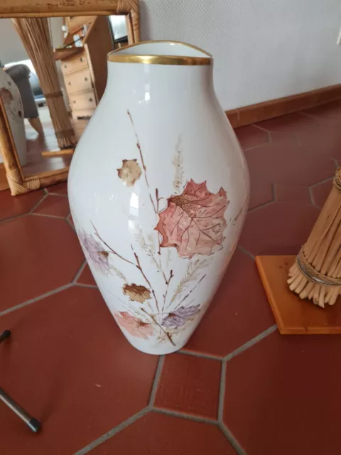 antike Bodenvase von KPM Krister Motiv Herbstblätter Höhe 47 cm 60/70ger Jahre