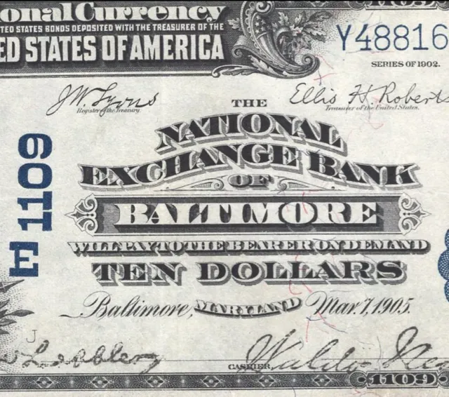 ✪ Baltimore. Md 1902 $10 National Bank Note Pmg 45 Maryland 06523