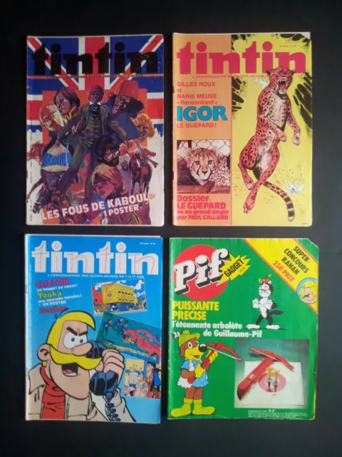 TINTIN & PIF GADGET Lot de 3 TINTIN N° 28/38/39 1 Pif Gadget 1976 Voir Photos