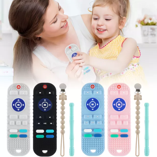 3Pcs Silicone Baby Teething Toys Remote Control Shape and Tube Silicone MA