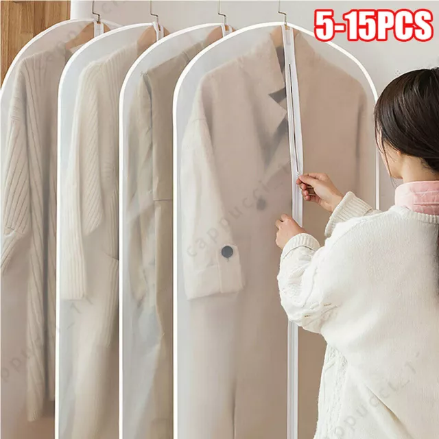 5-15PCS Dustproof Storage Bag Garment Dress Cover Suit Clothes Coat Jacket