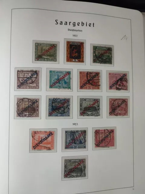 Saargebiet 1922 . Dienstmarken . 15 Briefmarken.  gestempelt.  ungebraucht. 14