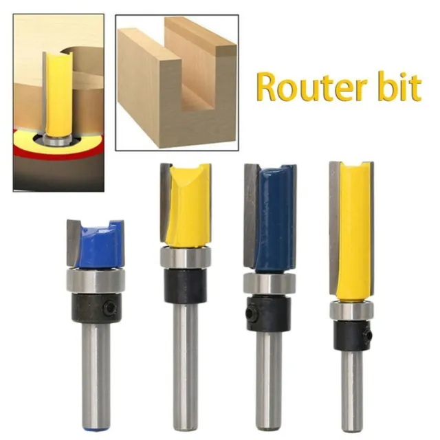 1/2" 1/4'' Shank Top Bearing Flush Trim Pattern Router Bit Set Milling Cutter