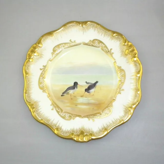 Antique Royal Doulton Hand Painted Cabinet Plate - Oyster Catcher - Signed