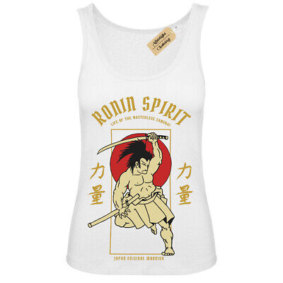 Antico Eroe T-shirt Samurai Ronin Spirito Giapponese Gilet da donna Bianco