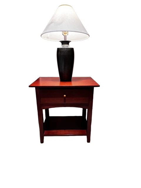 Two Single Drawer Wood Open Shelf Thomasville Nightstands GM185-9