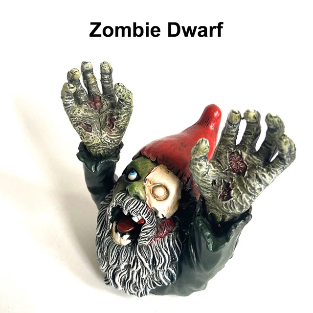 (01)Zombie Dwarf Garden Statue Sculpture Evil Scary Outdoor Halloween Decoratio