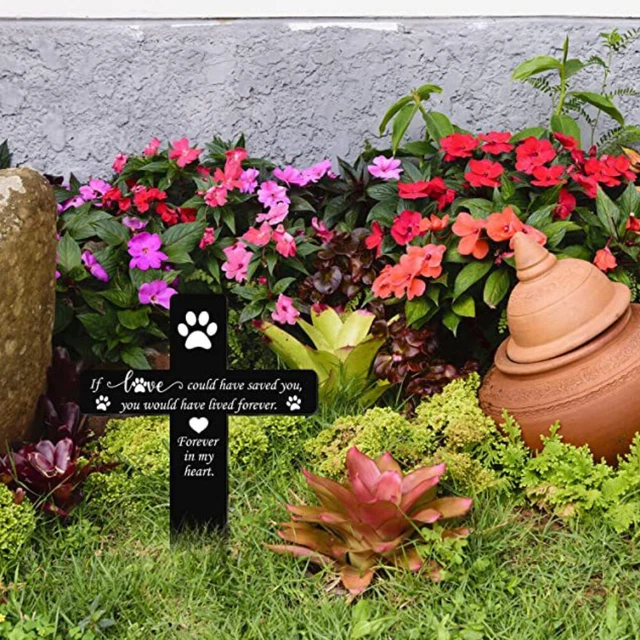 Sincere Love Cross Or Hearted Elegant Sturdy Pet Grave Marker Dog Paw Waterproof