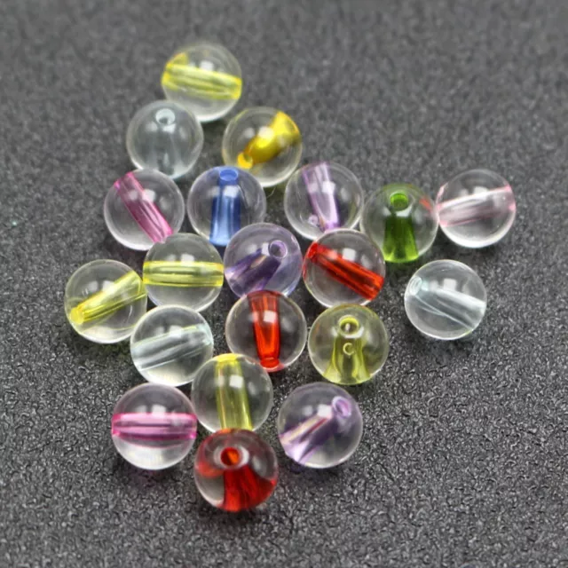 100 Mixed Color Acrylic Smooth Round Bead 10mm Spacer "Bead in Bead" insideColor