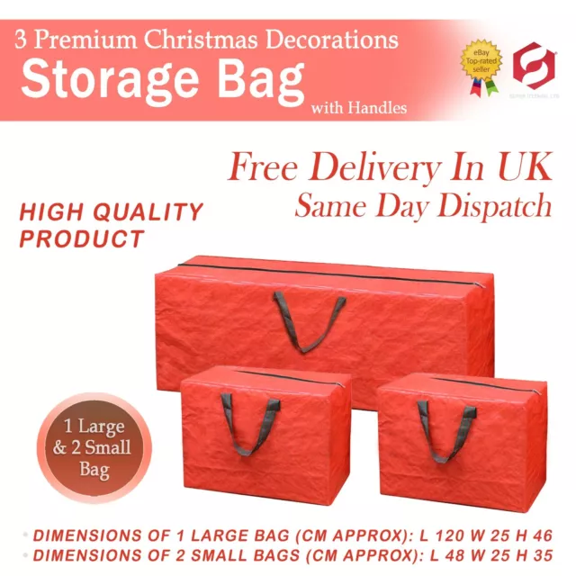 Large Heavy Duty XMAS CHRISTMAS TREE Home STORAGE BAG Zip Sack Holder RED