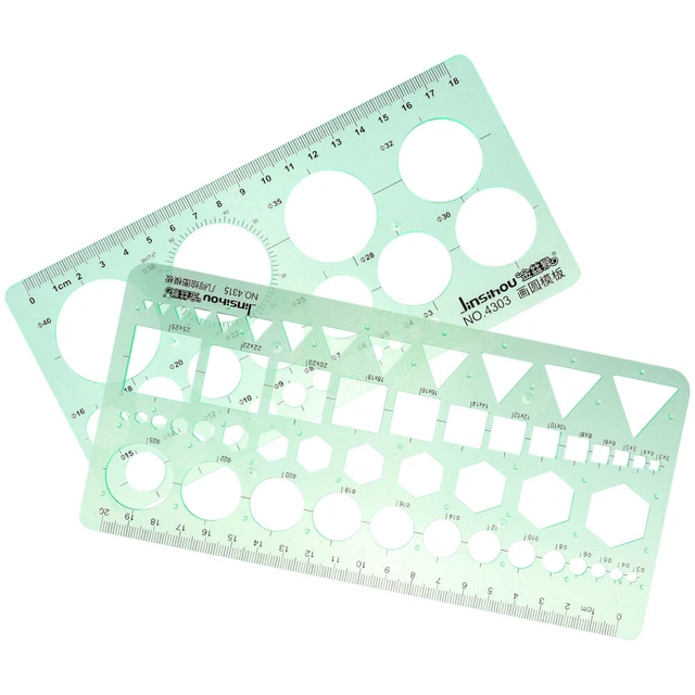 2pcs Zeichnung Schablonen Geometrische Zeichnungsmessvorlage Schablone Lineal