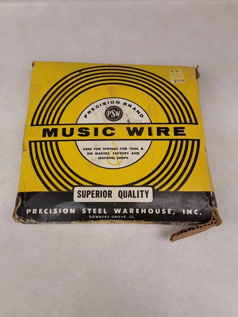 Precision Brand Music Wire Steel Warehouse Guage No. 45, Diameter .180 1lb NOS