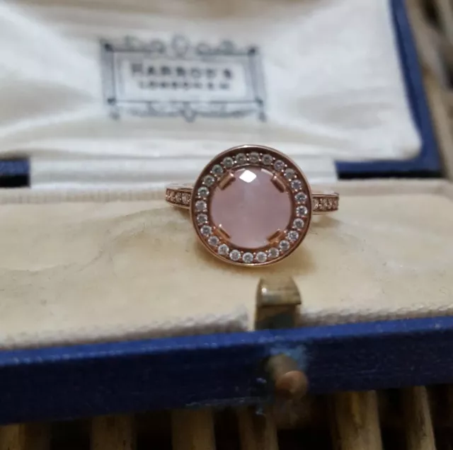 Thomas Sabo 925 Sterling Silver Ring, Rose Gold Plated, Rose Quartz,Size 50 UK K