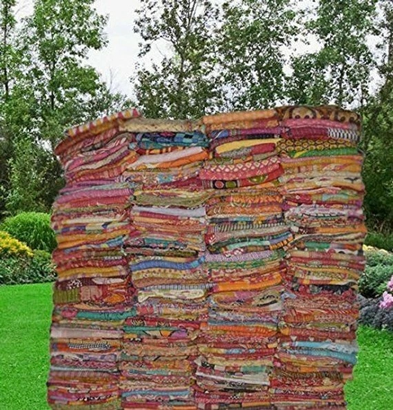 Lote 10pc Kantha Colcha Bohemio Vintage Gudri Ralli Manta Colcha