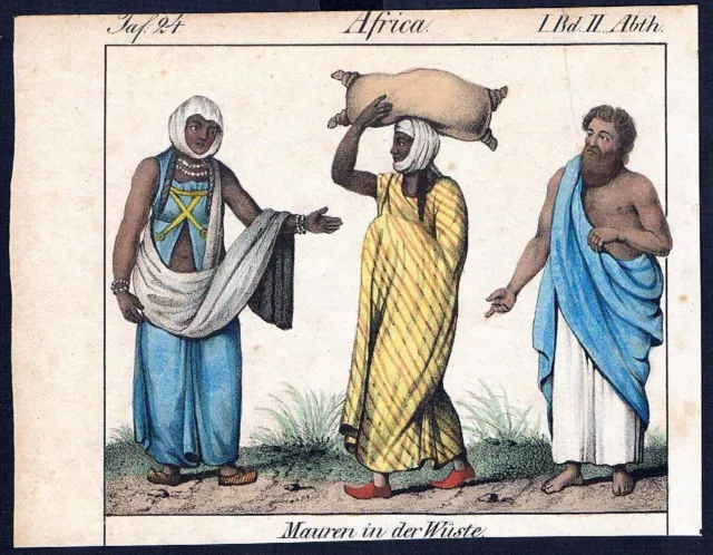 1830 - Mauretanien Mauretania Africa Afrika costumes Trachten Lithographie litho