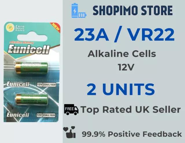 2 x VR22 GP-23A 23A CA23 12v Batteries Doorbell Chime Alkaline Eunicell Battery
