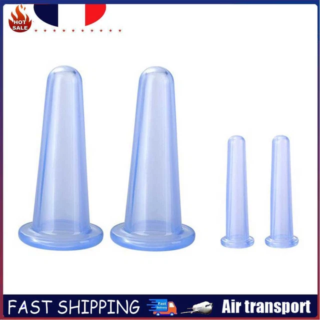 4pcs Vacuum Cupping Can Massage Cupping Apparatus Set Health Care (Blue)