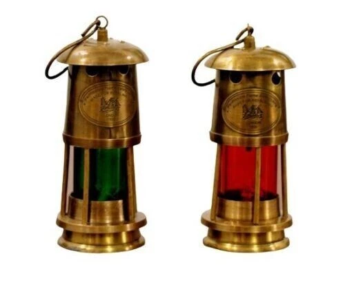SET VON 2 Nautische Kleine Maritime Boot Licht Antik Lampe Laterne Öl...