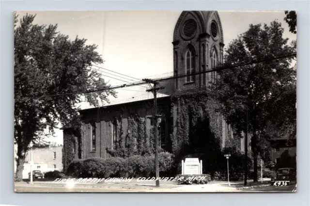 Postcard MI Coldwater Michigan First Baptist Church RPPC Real Photo AN13