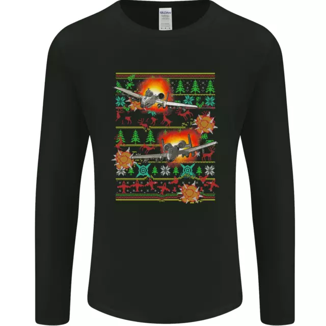 Maglietta a maniche lunghe Chrismas Fighter Jet Plane Pilot RAF divertente da uomo