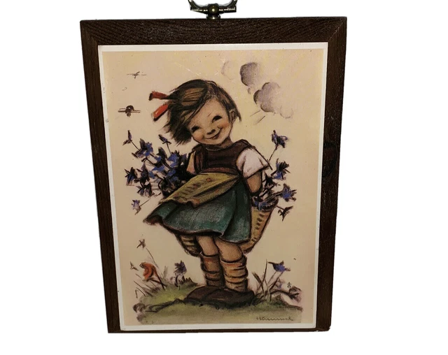Vintage Original Hummel Print Ars Sacra Ars Edition 1981 Bashful Girl w Flowers