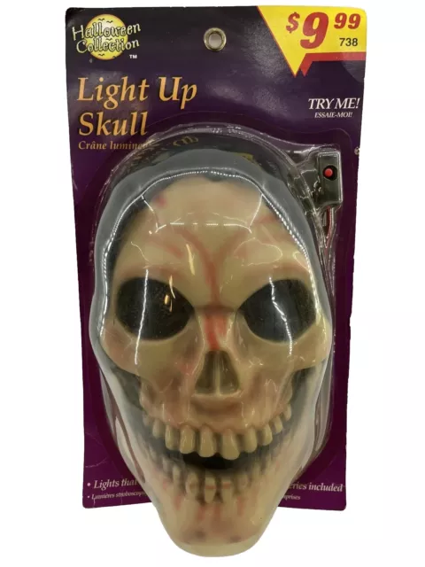 Vintage 1997 Paper Magic Group Skeleton Halloween Light Up Skull Mask - NOS