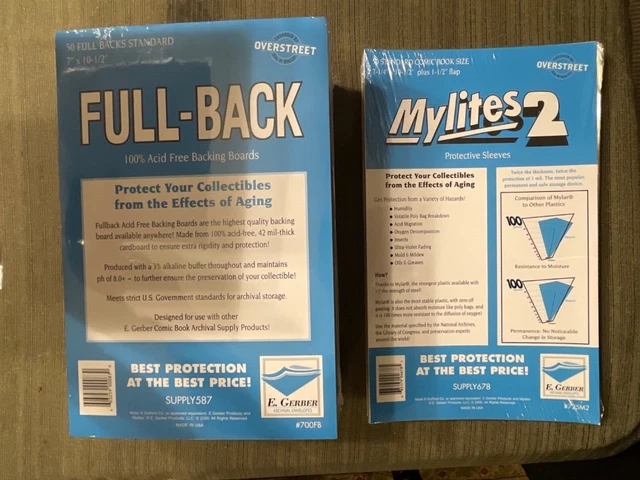 100 Mylites2 Standard (725M2) & 100 Full-Backs (700Fb) E.gerber Fast Shipping