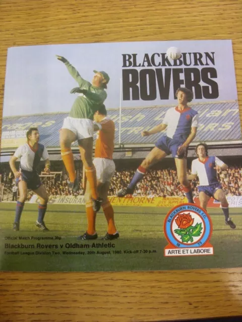 20/08/1980 Blackburn Rovers v Oldham Athletic  . Item appears to be in good cond