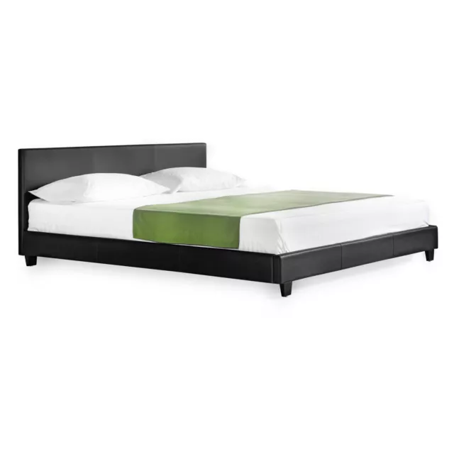 Corium® Cama doble tapizada 160x200cm, negra, armazón cama, con cabecero 2