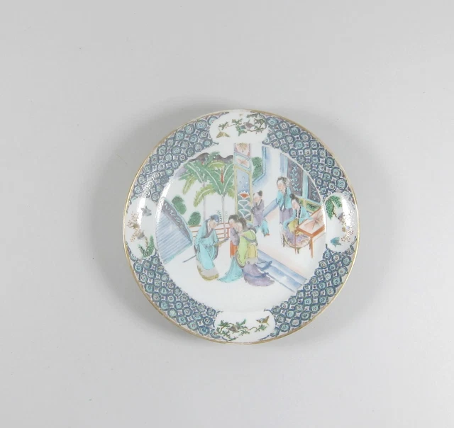 ANTIQUE CHINESE FAMILLE Verte Plate Raised Enamel Paint Qing Dynasty c