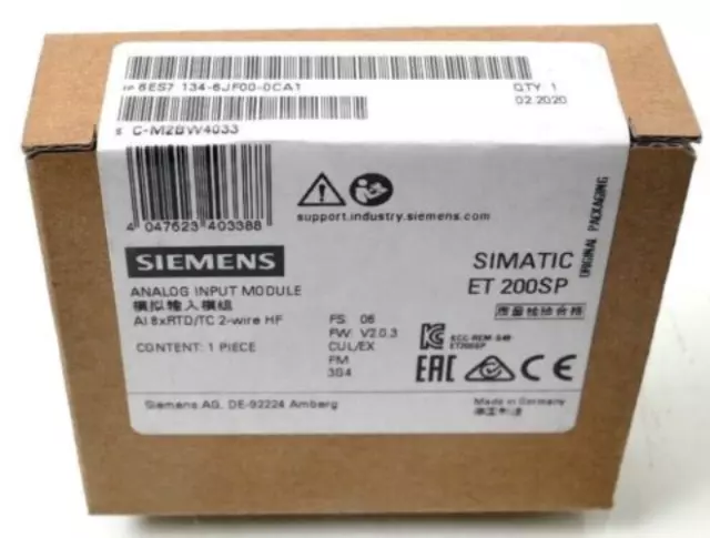 New Siemens 6ES7134-6JF00-0CA1 ET 200SP Analog input module 6ES7 134-6JF00-0CA1