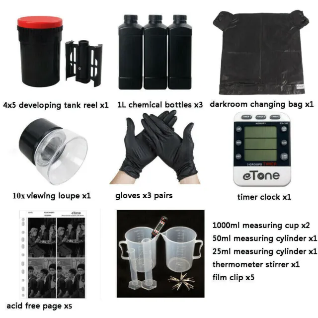 4x5 Color B&amp;amp;W Film Nagative Processing Darkroom Developing Equipment Kit