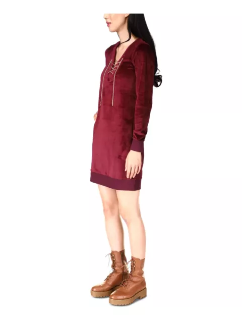 MICHAEL MICHAEL KORS Womens Burgundy Unlined Long Sleeve Tunic Dress L ...