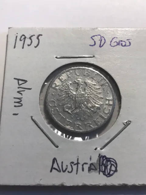 1955 Austria 50 Groschen World Coin KM# 2870 Lot N1-31 Nice Grade Low Mintage