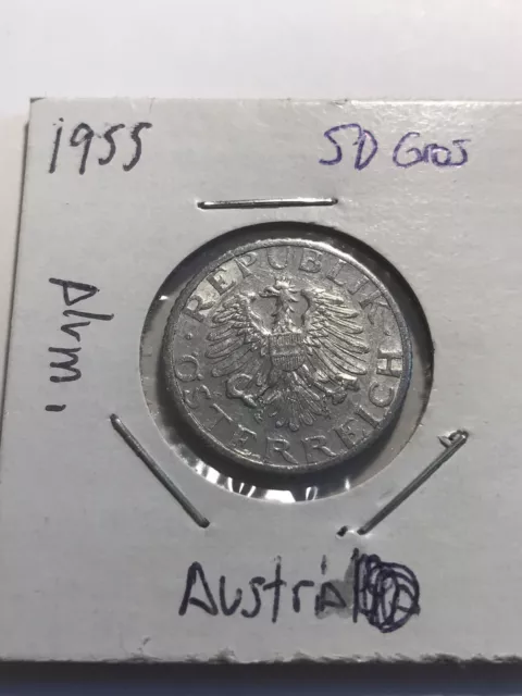 1955 Austria 50 Groschen World Coin KM# 2870 Lot N1-31 Nice Grade Low Mintage