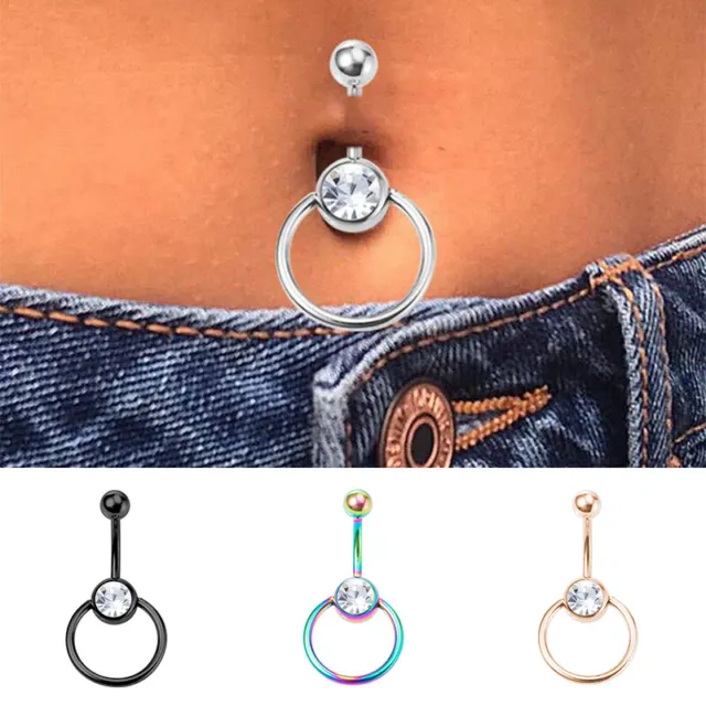 Piercing Belly Button 1PC Captive Bead Ring Gem Steel Surgical Navel Retainer