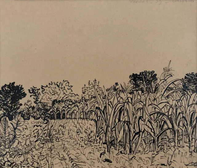 Jean Delpech, campo de maíz, Vannes, 39 años, dibujo firmado