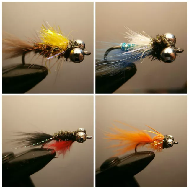 16 Streamers Con Ojos De Cadena (4 Modelos) Para Pesca A Mosca  (1588)