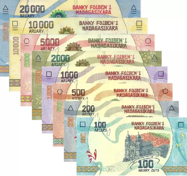 Madagascar 100 to 20.000 Ariary 2017 P-97 to 104 UNC NEUF - choose your banknote