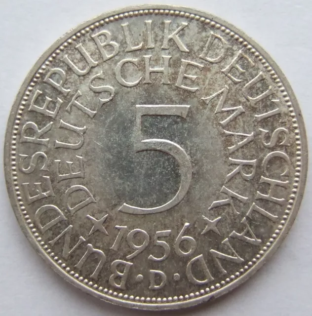 Moneta Rfg Aquila Argento 5 Tedesco Marchi 1956 D IN