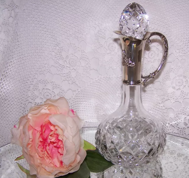 Silver Plate Cut Glass Claret Jug