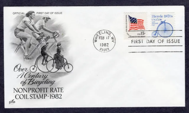 1982 Stamp #1901 Over A Century of Bicycling FDC Artcraft