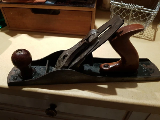 Grand Rabot D'atelier Ancien, Bois, Outil Menuisier Vintage, Occasion