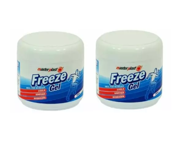 2 X 200Ml  Masterplast Large Tub Freeze Gel Muscles Cools Soothes And Massages