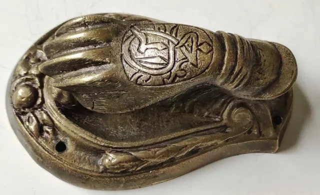 Heurtoir/Marteau de porte Antique en forme de main de style Victorien, en bronze