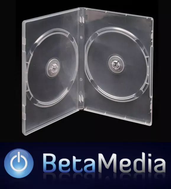 100 x Double Clear 14mm Quality CD / DVD Cover Cases - Standard Size DVD case